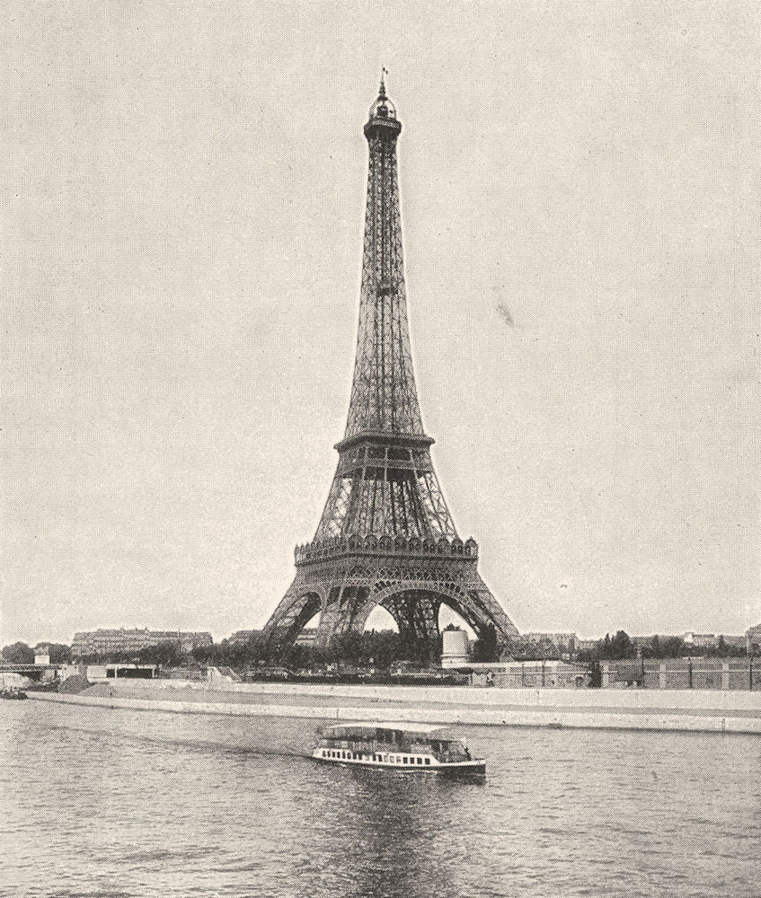 PARIS. La Tour Eiffel 1900 old antique vintage print picture